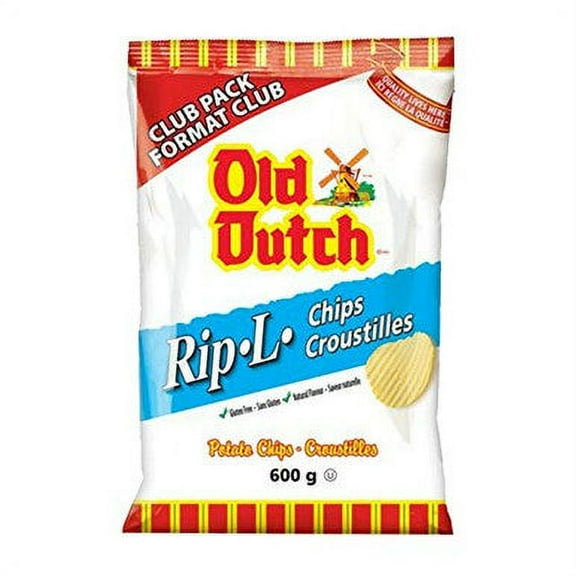 Old Dutch Rip-L Original Gluten Free Chips, 600g/21.2 oz.,Club Pack Bag {Imported from Canada}