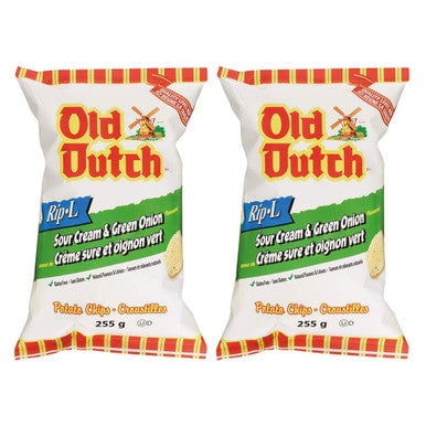Old Dutch Rip-L Sour Cream & Green Onion Gluten Free Chips 255g/8.9oz, 2-Pack