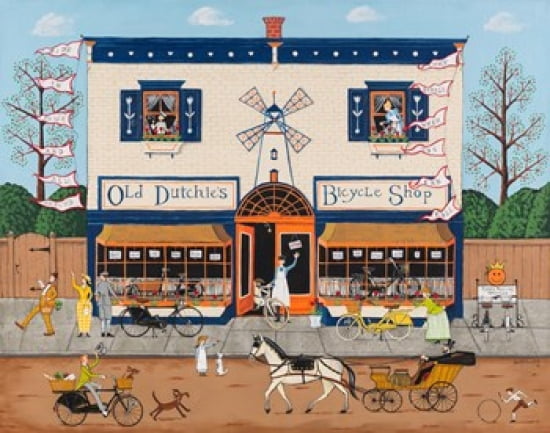Old Dutchies Bicycle Shop Canvas Art - Joseph Holodook (28 x 23)