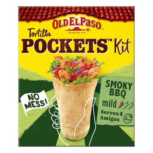 Old El Paso 8 Mild Smoky BBQ Tortilla Pocket Kits 380g, British Import (Pack of 2)