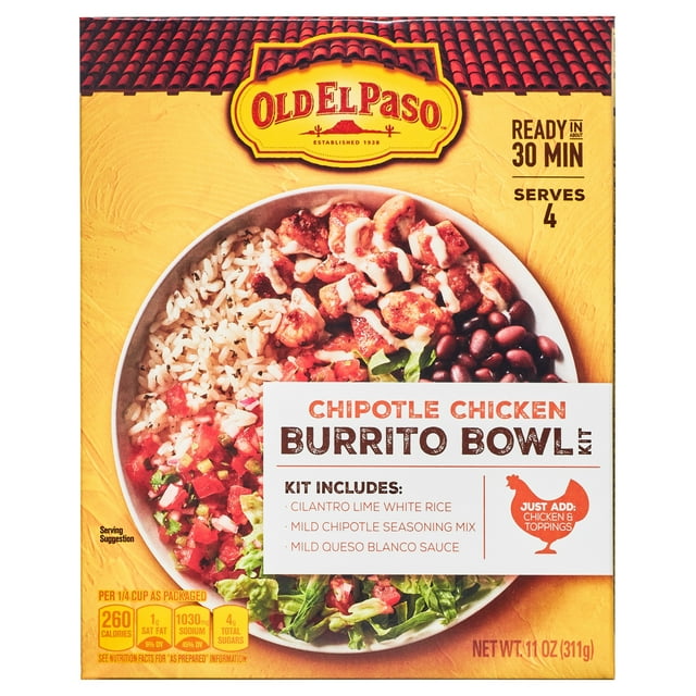 Old El Paso Burrito Bowl Kit Chipotle Chicken, 11 oz