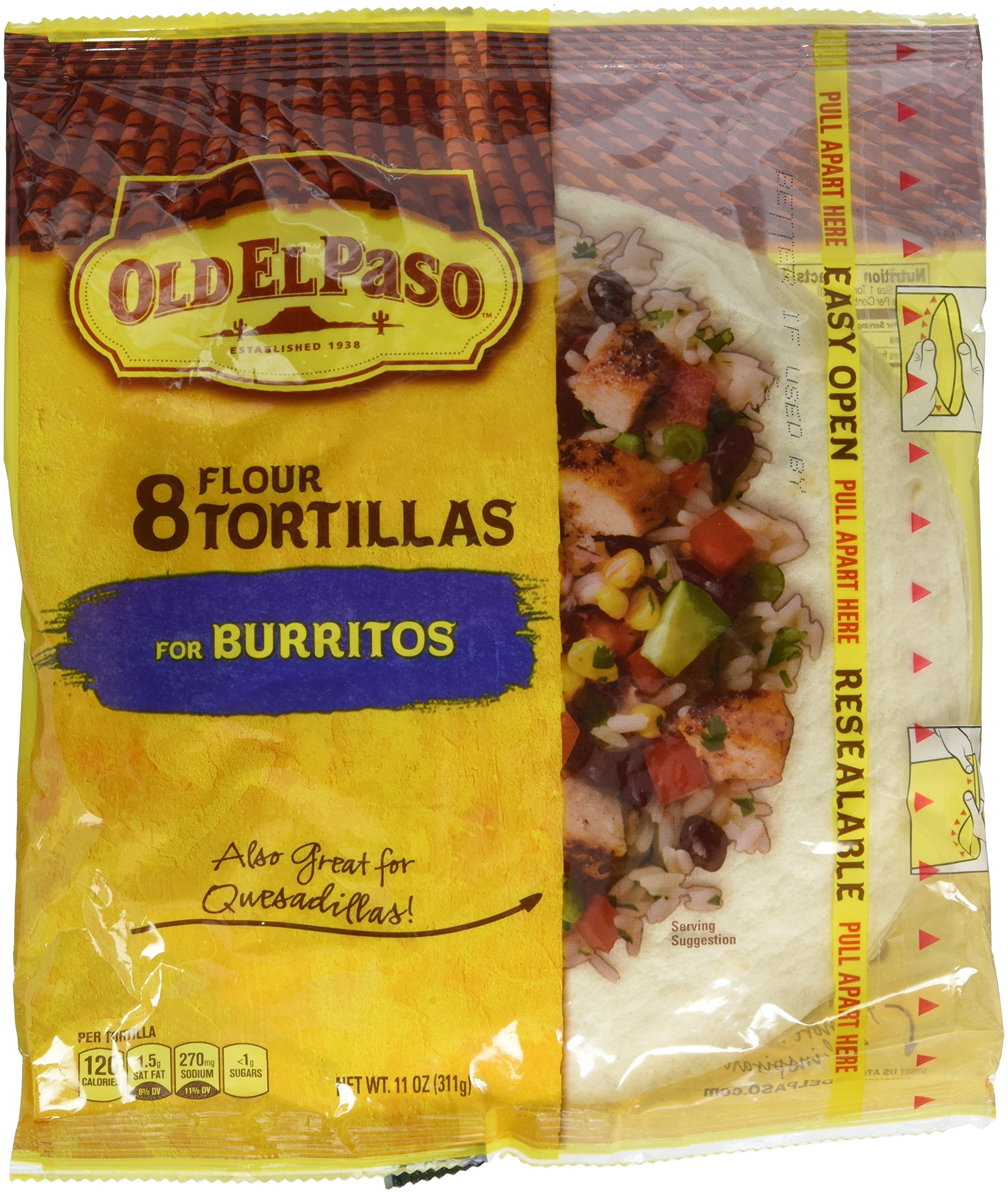 Old El Paso Burritos OIF8 Shells 8 ct 11 oz Bag (pack of 6)