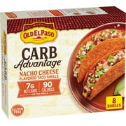 Old El Paso Carb Advantage Crunchy Taco Shells, Nacho Cheese Flavored, 8 Count, 3.95 oz