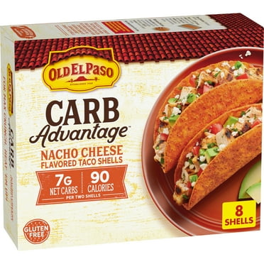 Old El Paso Carb Advantage Crunchy Taco Shells, Nacho Cheese Flavored, 8 Count, 3.95 oz