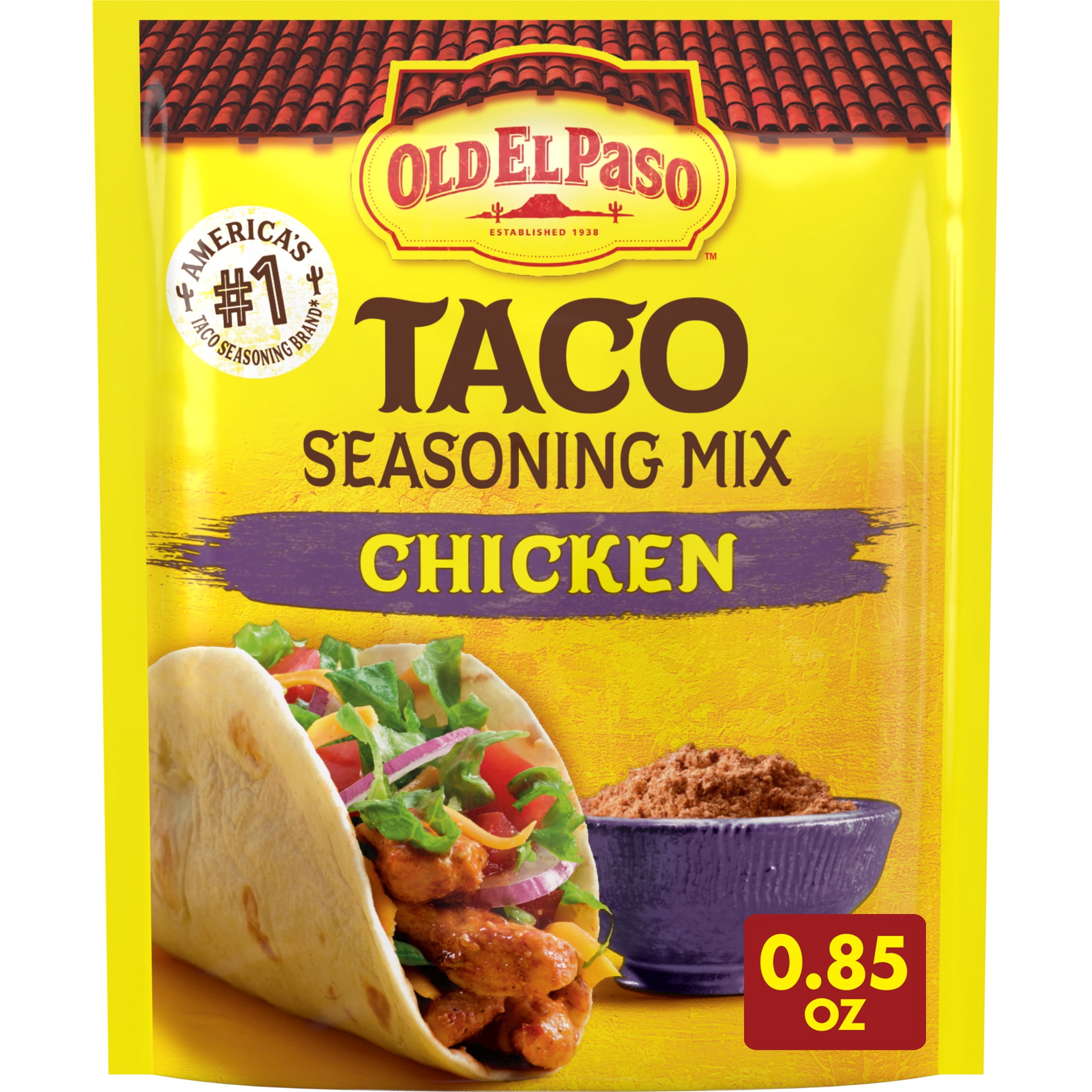 Old El Paso Chicken Taco Seasoning Mix, Meal Prep, Spices and Seasonings, 0.85 oz Packet