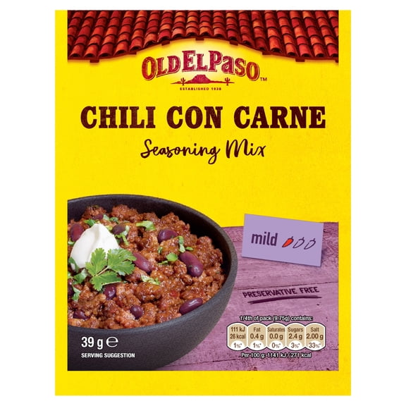 Old El Paso Chilli Con Carne Seasoning Spice Mix 39G, Imported from Britain