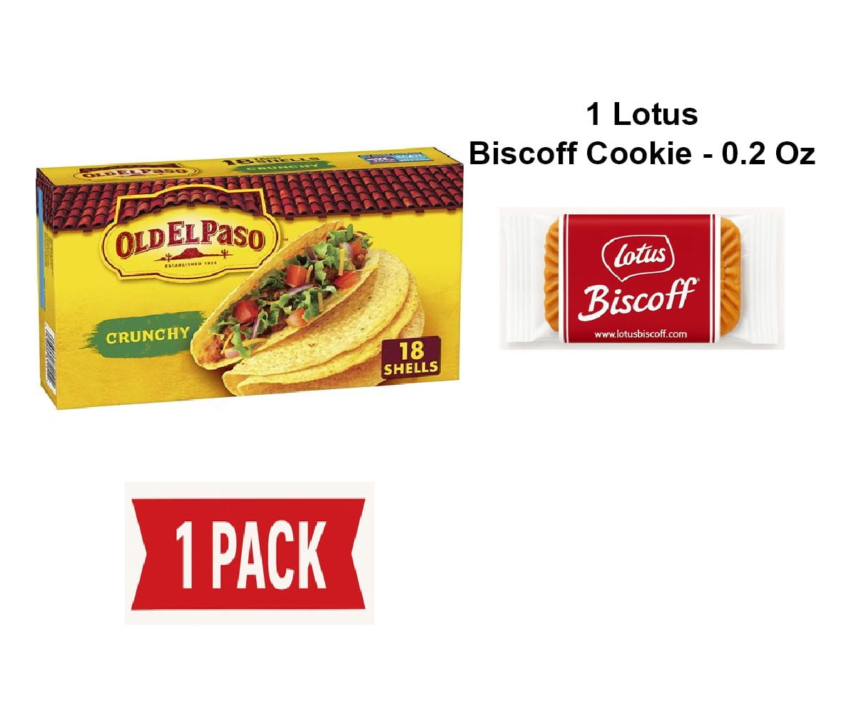 Old El Paso Crunchy Taco Shells, Gluten-Free, 18 Ct., 6.89 Oz - Pack Of 1 & Lotus Biscoff Cookie - 0.2 Oz - 1 ct
