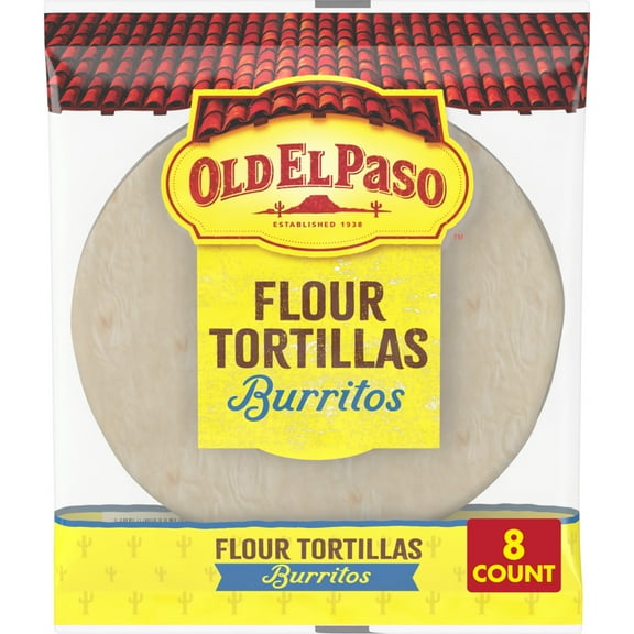 Old El Paso Flour Tortillas for Burritos, Meal Prep, 8 Count, 11 oz