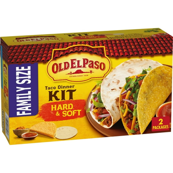 Old El Paso Hard & Soft Taco Dinner Kit, Family Size, 2 Kits, 21.2 oz.