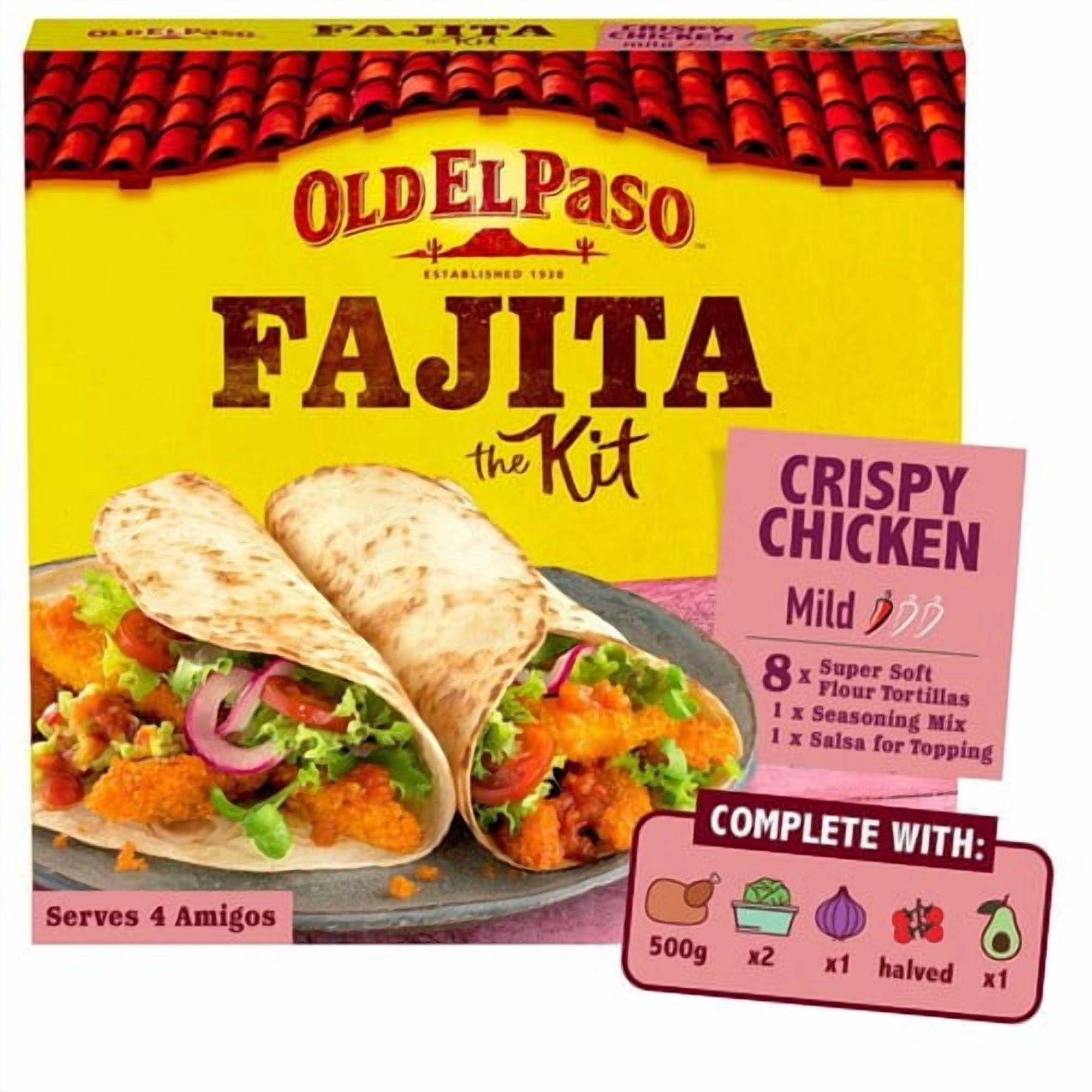 Old El Paso Mexican Oven Baked Crispy Chicken Fajita Kit 555g, British Import (Pack of 2)