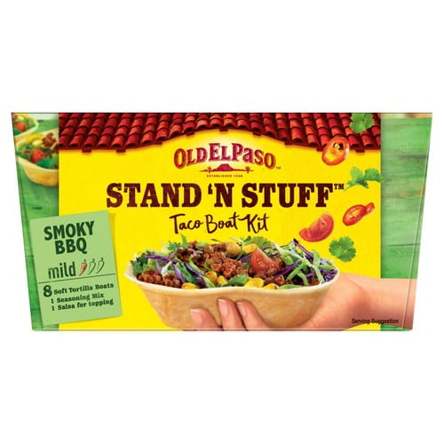 Old El Paso Mexican Stand 'N' Stuff Smoky BBQ Taco Kit with Soft Shells 350g, British Import (Pack of 2)