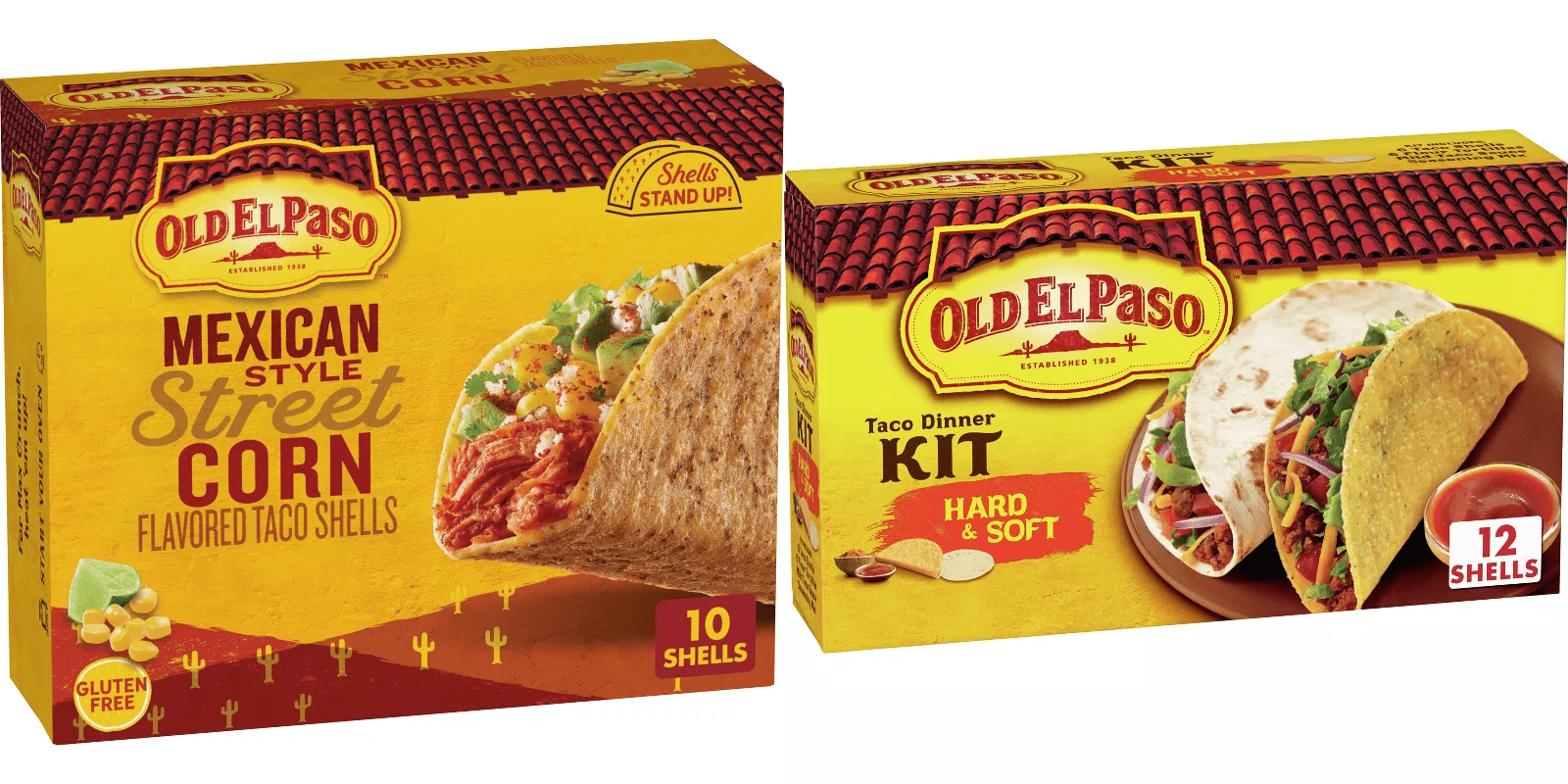 Old El Paso Mexican Street Corns Shells - 10ct / 5.4oz - Old El Paso Hard & Soft Shell Taco Dinner Kit - 11.4oz