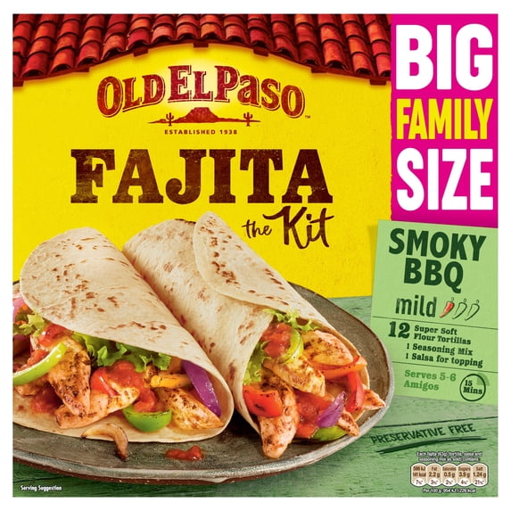 Old El Paso Smoky Bbq Family Fajita Kit 750G, Imported from Britain