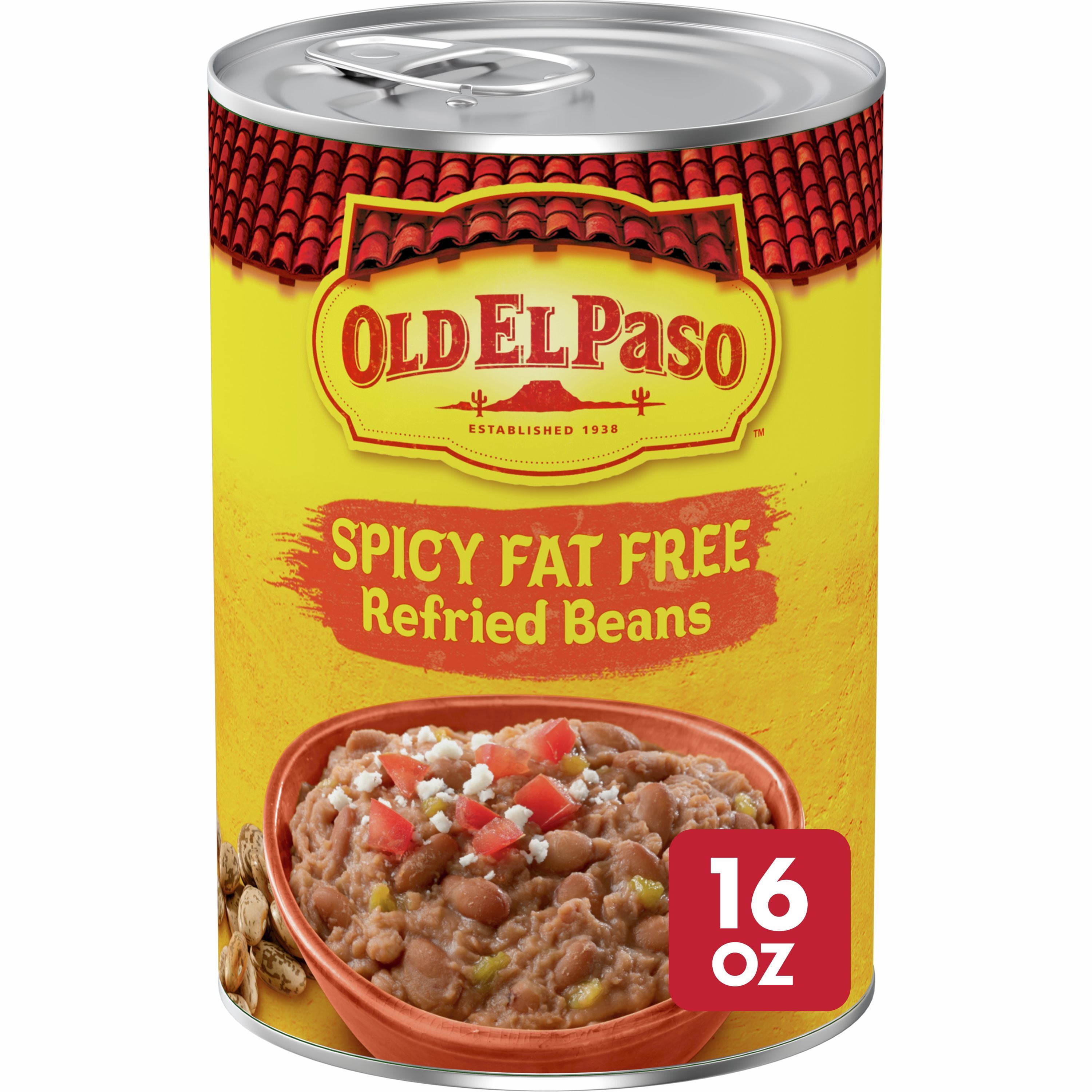 Old El Paso Spicy Fat Free Refried Beans, 16 Ounce Can