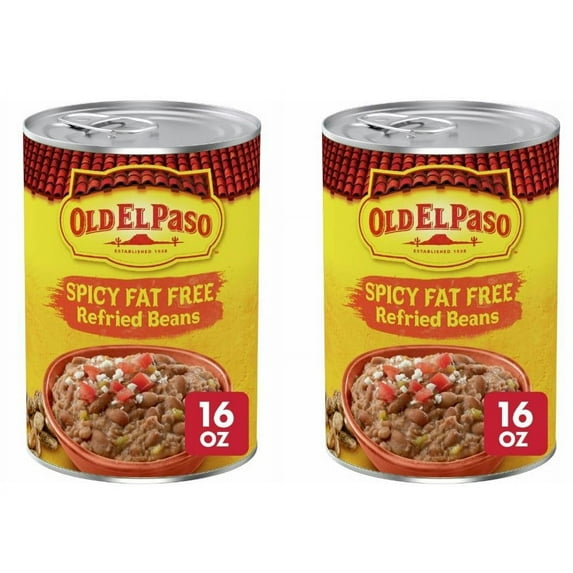Old El Paso Spicy Fat Free Refried Beans, 16 ounces, Pack of 2