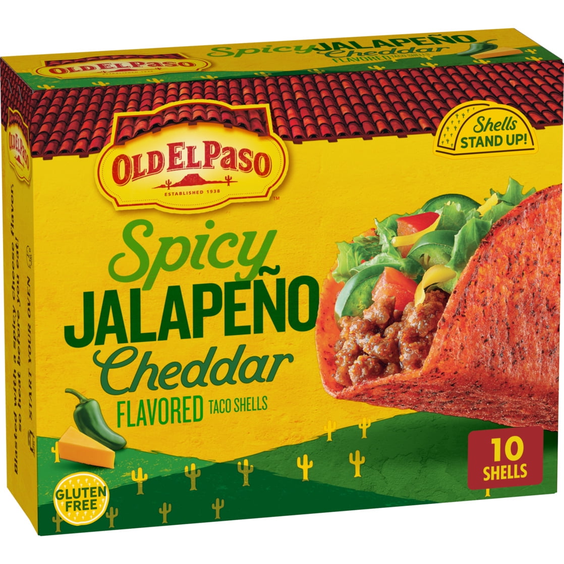 Old El Paso Spicy Jalapeno Cheddar Flavored Stand 'N Stuff Taco Shells, 10 Count, 5.4 oz