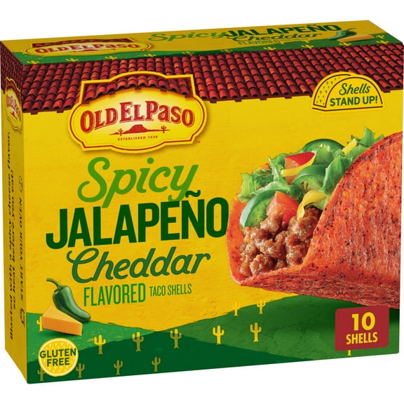 Old El Paso Spicy Jalapeno Cheddar Flavored Stand 'N Stuff Taco Shells, 10 Count, 5.4 oz