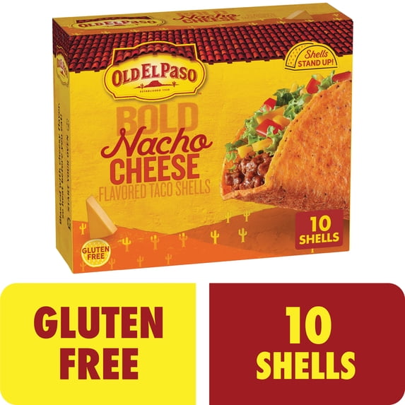 Old El Paso Stand 'N Stuff Bold Nacho Cheese Flavored Taco Shells, 10 Count, 5.4 oz