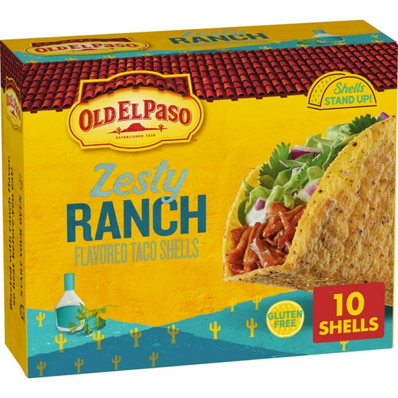 Old El Paso Stand 'N Stuff Crunchy Taco Shells, Zesty Ranch, Gluten Free, 10 Count, 5.4 oz