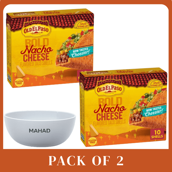 Old El Paso Stand N Stuff Nacho Cheese Taco Shells Crunchy Corn 2 Pack 10 Ct Bowel by Mahad