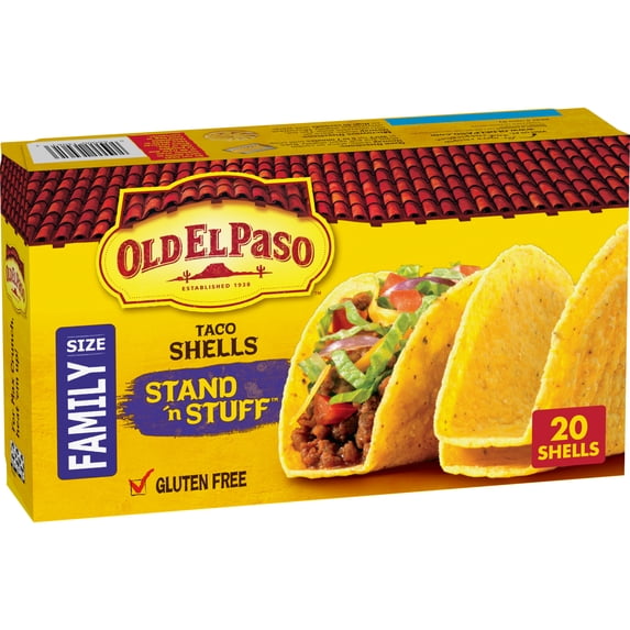 Old El Paso Stand 'N Stuff Taco Shells, Gluten Free, Meal Prep, Family Size, 20 Count, 9.4 oz