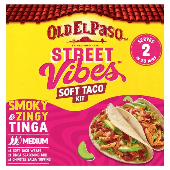 Old El Paso Street Vibes Soft Taco Kit Tinga 257g, Imported from Britain