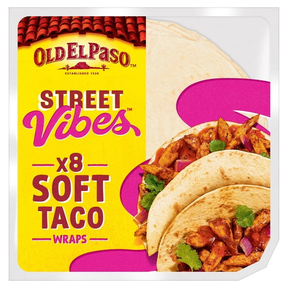 Old El Paso Street Vibes Soft Taco Wraps 8 Pack 220g, Imported from Britain
