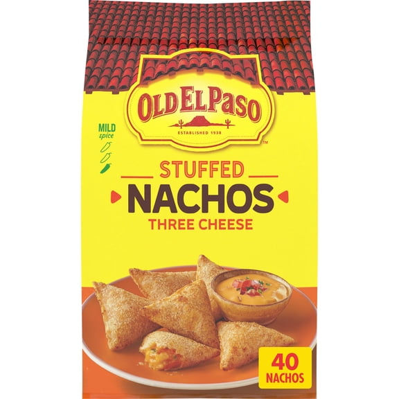 Old El Paso Stuffed Nachos, Three Cheese, Frozen Snacks, 40 Ct, 17 oz