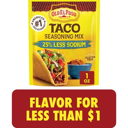Old El Paso Taco Seasoning Mix, 25% Less Sodium, Gluten Free, 1 oz
