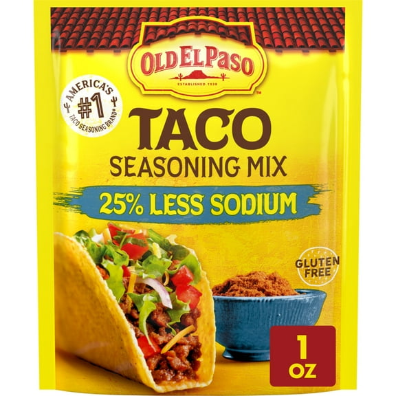 Old El Paso Taco Seasoning Mix, 25% Less Sodium, Gluten Free, 1 oz