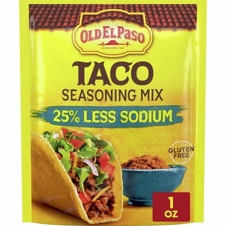 Old El Paso Taco Seasoning, 25% Less Sodium, 1 oz