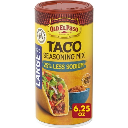 Old El Paso Taco Seasoning, 25% Less Sodium, Large Size, 6.25 oz.