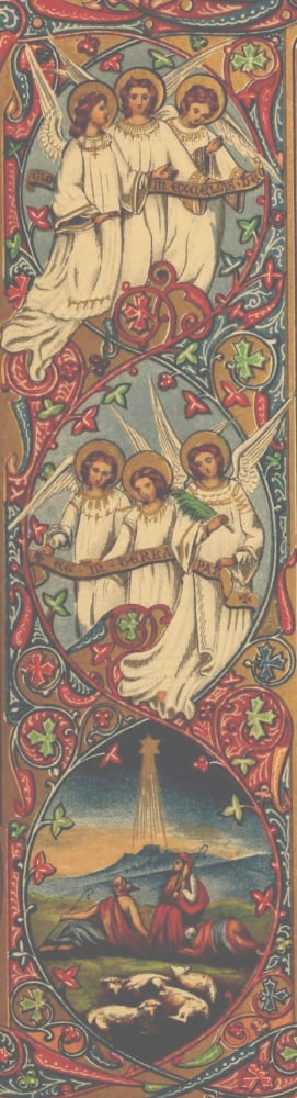 Old English Carols set to Music 1870s Panel with Angels & Shepherds Canvas Art - Unknown (24 x 36)