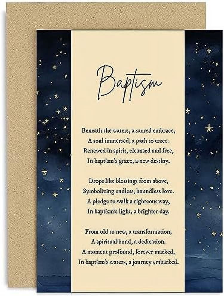 Old English Co. Baptism Card for Boy or Girl - Unique Baptism Poem Greeting Card for Him or Her - Child or Adult Baptism - Grandson, Granddaughter Baptism Gifts | Blank Inside with Envelope