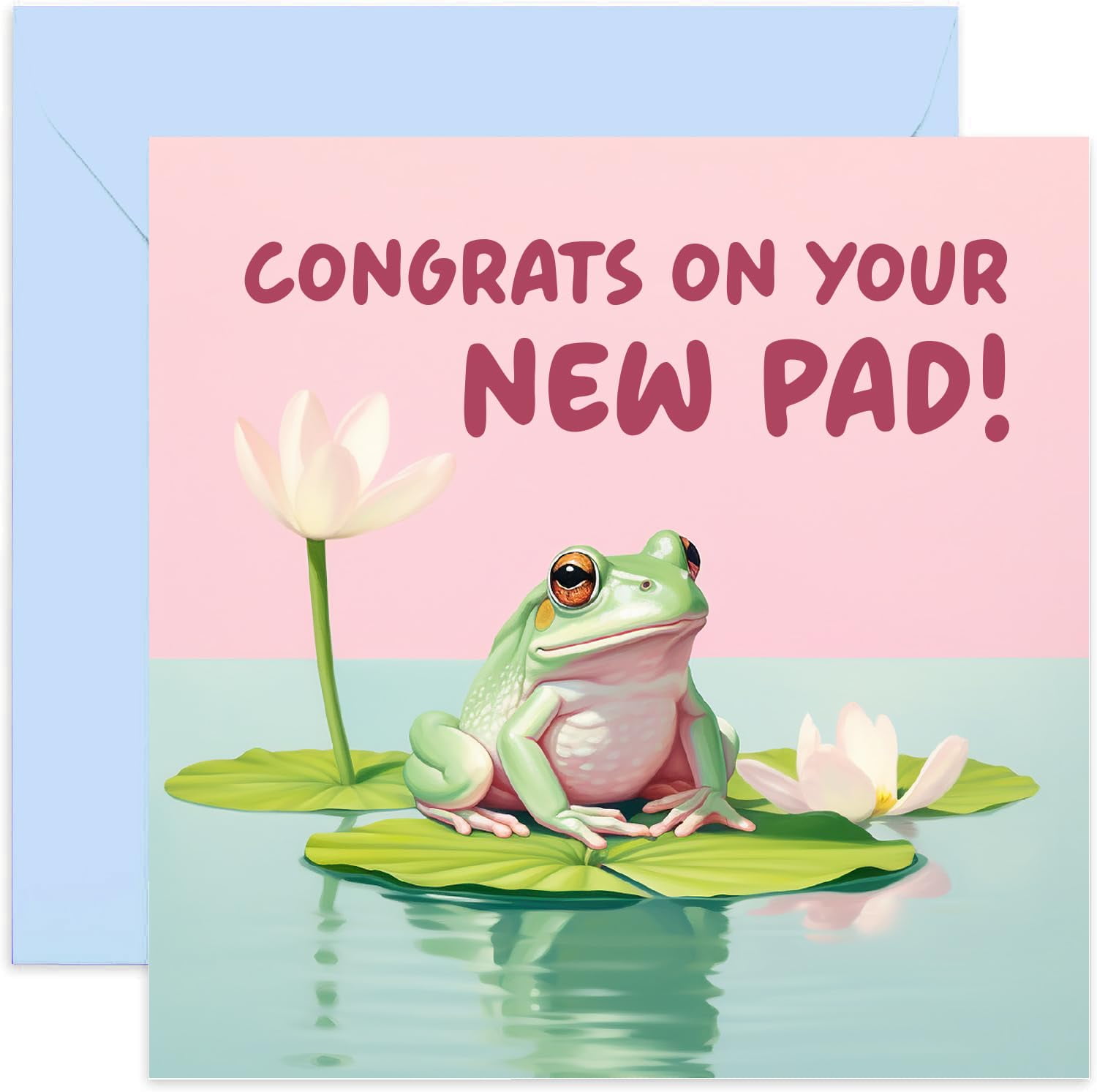 Funny "New Pad" Frog Housewarming Card - Blank Inside, Hilarious Greeting Card For New Home, Son, Daughter, Friend