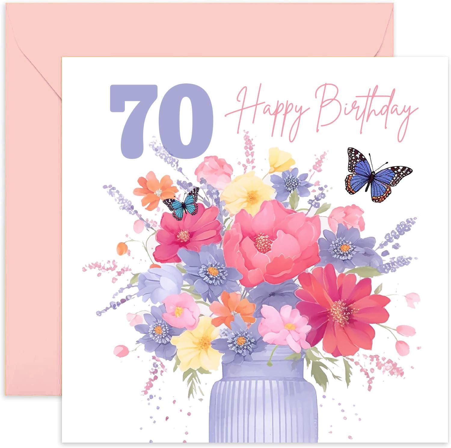 Old English Co. Pastel Floral 70th SMRBirthday Card Her - Cute Flower ...