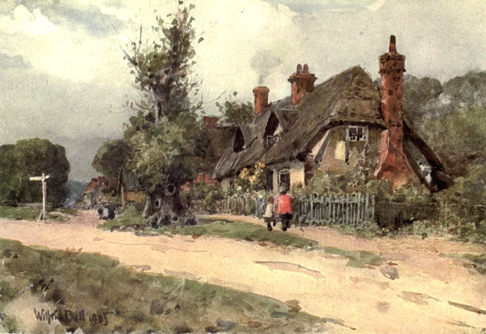 Old English Cottages 1906 Long Wittenham 2 Canvas Art - Wilfrid Ball (24 x 36)