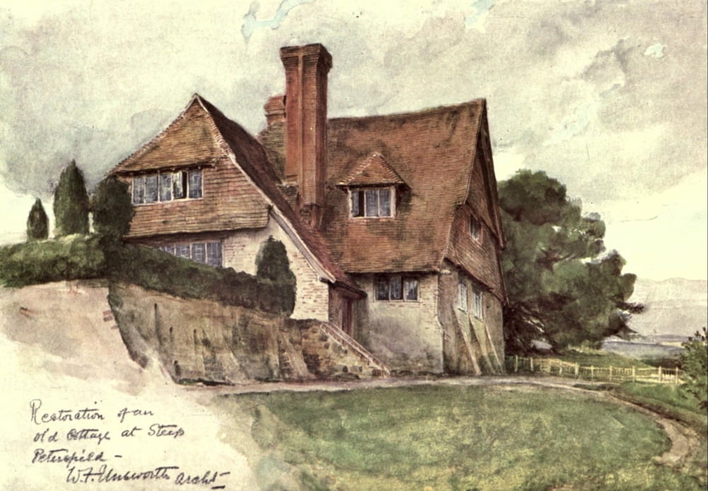 Old English Country Cottages 1906 Cottage at Steep Canvas Art - Walter Tyndale (18 x 24)
