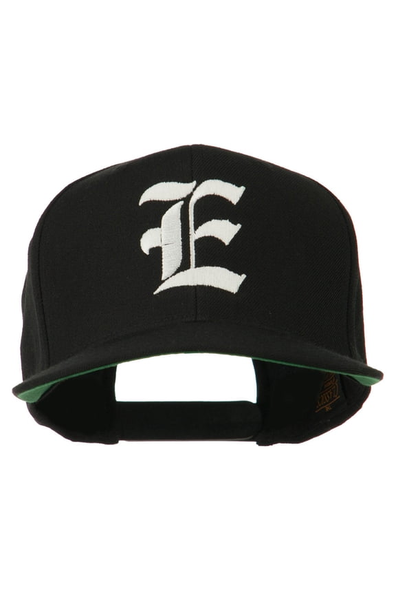Old English E Embroidered Flat Bill Cap - Black OSFM