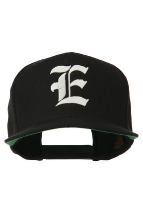 Old English E Embroidered Flat Bill Cap - Black OSFM