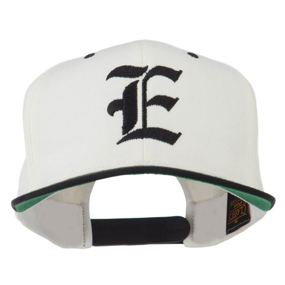Old English E Embroidered Flat Bill Cap - Natural Black OSFM