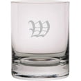 thumbnail image 1 of Old English Etched Monogram 11oz StolzleNew York Crystal Rocks Glass Letter W, 1 of 1