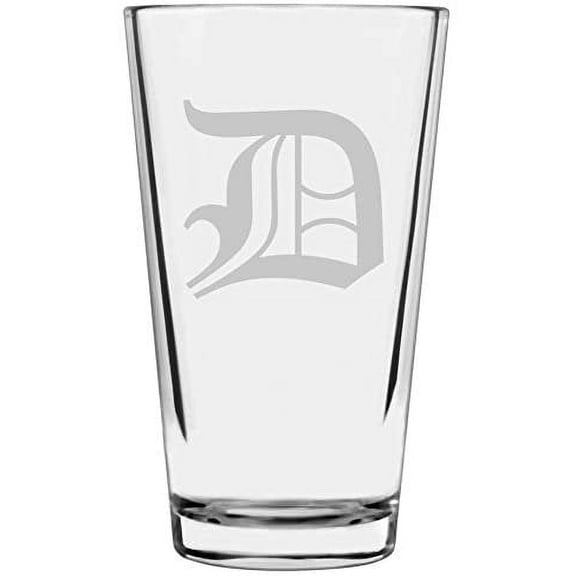Old English Etched Monogram All Purpose 16oz Libbey Pint Glass Letter D