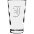 thumbnail image 1 of Old English Etched Monogram All Purpose 16oz Libbey Pint Glass Letter J, 1 of 1