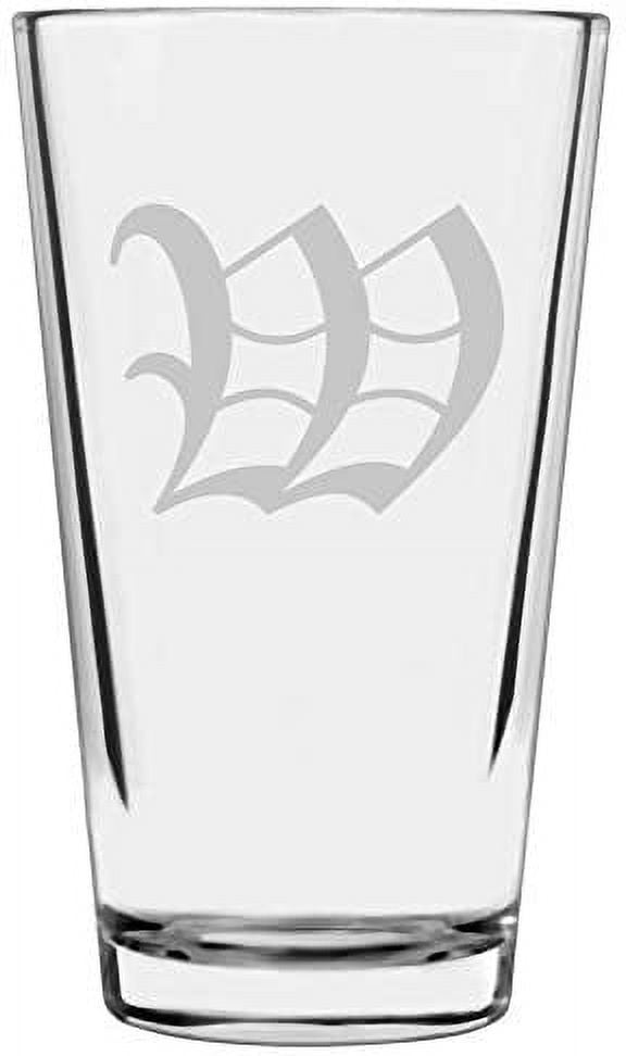 Old English Etched Monogram All Purpose 16oz Libbey Pint Glass Letter W ...