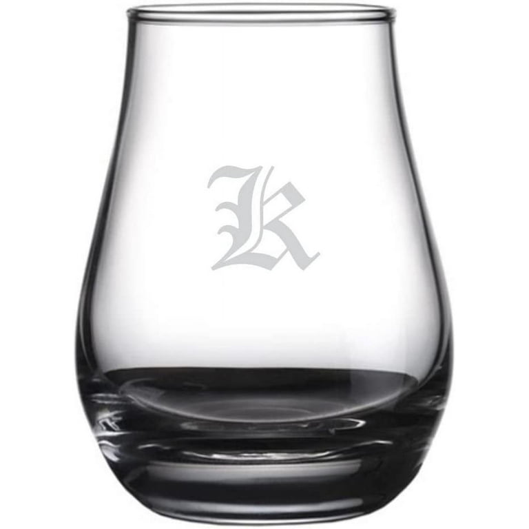 Celtic Etched Monogram Spey Dram Whisky Tasting Glass Letter A