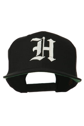 Old English H Embroidered Flat Bill Cap - Black OSFM