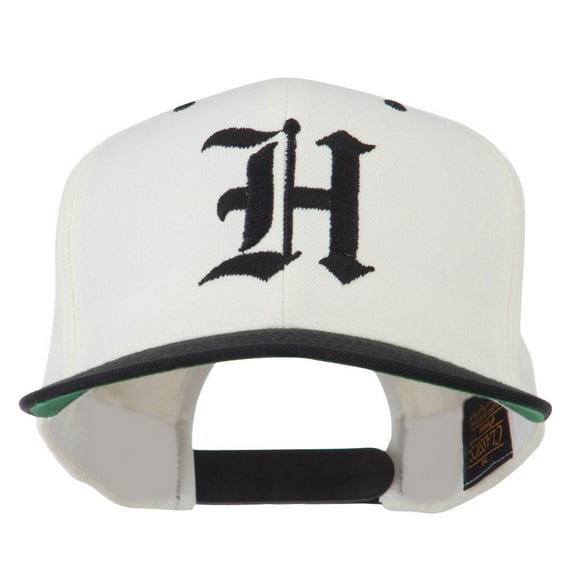 Old English H Embroidered Flat Bill Cap - Natural Black OSFM