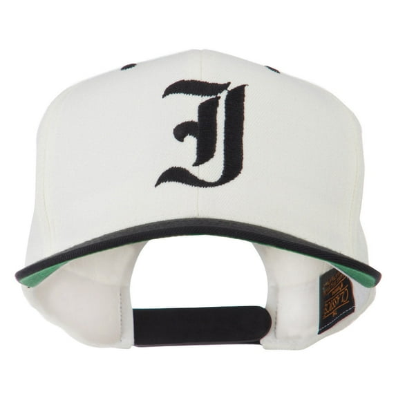 Old English I Embroidered Flat Bill Cap - Natural Black OSFM
