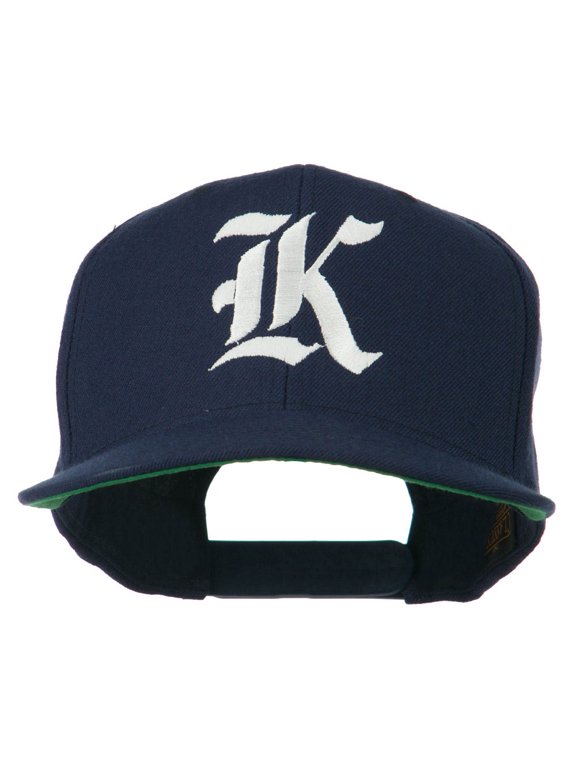 Old English K Embroidered Flat Bill Cap - Navy OSFM